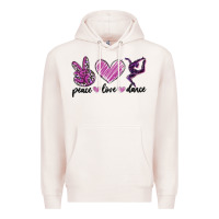 Pale Pink peace love dance Premium Hoodie - MaliasSmallBusiness