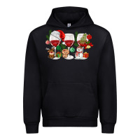 Black Christmas Wine Glasses Urban Hoodie - MaliasSmallBusiness