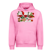 Fuchsia Pink Christmas Wine Glasses Urban Hoodie - MaliasSmallBusiness