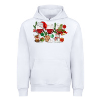 White Christmas Wine Glasses Urban Hoodie - MaliasSmallBusiness