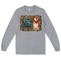Heather Grey life is better with a shiba Long Sleeve Tee - RanaPortraitStore