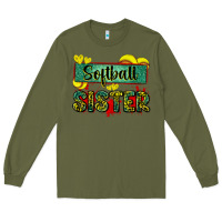 Army Green softball sister with leopard Long Sleeve Tee - Zillion Design Studio