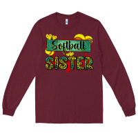 Burgundy softball sister with leopard Long Sleeve Tee - Zillion Design Studio