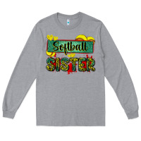 Heather Grey softball sister with leopard Long Sleeve Tee - Zillion Design Studio