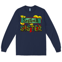 Navy softball sister with leopard Long Sleeve Tee - Zillion Design Studio