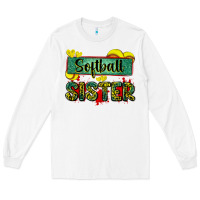 White softball sister with leopard Long Sleeve Tee - Zillion Design Studio