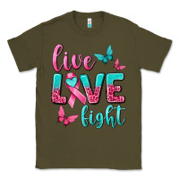 Army Green Live Love Fight Breast Cancer Classic Tee - texasbilliewilder
