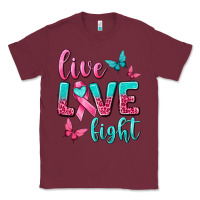Burgundy Live Love Fight Breast Cancer Classic Tee - texasbilliewilder