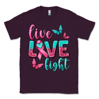 Plum Live Love Fight Breast Cancer Classic Tee - texasbilliewilder