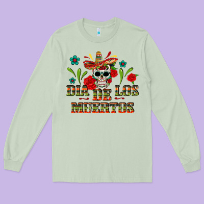 Dia De Los Muertos Long Sleeve Tee Designed By Texasbilliewilder