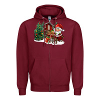 Burgundy christmas gnomes barnyard Zipper Hoodie - FaDigitalArtStudio