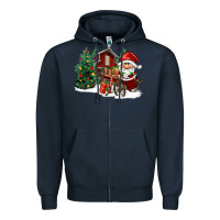 Navy christmas gnomes barnyard Zipper Hoodie - FaDigitalArtStudio