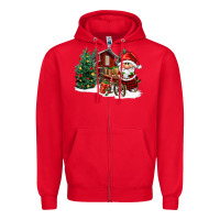 Red christmas gnomes barnyard Zipper Hoodie - FaDigitalArtStudio