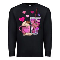 Black valentines day heart coffe Premium Sweatshirt - AdoDesignShop