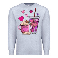 Heather Grey valentines day heart coffe Premium Sweatshirt - AdoDesignShop