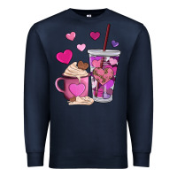 Navy valentines day heart coffe Premium Sweatshirt - AdoDesignShop