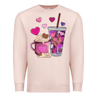 Pale Pink valentines day heart coffe Premium Sweatshirt - AdoDesignShop