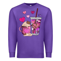 Purple valentines day heart coffe Premium Sweatshirt - AdoDesignShop