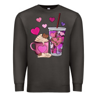 Smoke valentines day heart coffe Premium Sweatshirt - AdoDesignShop