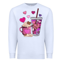 White valentines day heart coffe Premium Sweatshirt - AdoDesignShop