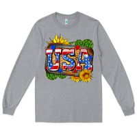 Heather Grey usa Long Sleeve Tee - Zillion Design Studio