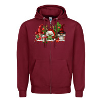 Burgundy christmas gnomies Zipper Hoodie - FaDigitalArtStudio