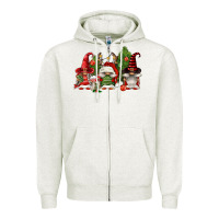 Oatmeal Heather christmas gnomies Zipper Hoodie - FaDigitalArtStudio