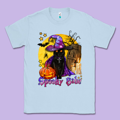Spooky Babe Black Witch Cat Classic Tee Designed By Bundleandbundleshop