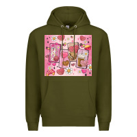 Army Green cafecito y chisme valentine's day Premium Hoodie - MaliasSmallBusiness