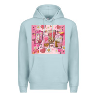 Blue Mist cafecito y chisme valentine's day Premium Hoodie - MaliasSmallBusiness
