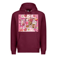 Burgundy cafecito y chisme valentine's day Premium Hoodie - MaliasSmallBusiness