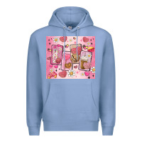 Colony Blue cafecito y chisme valentine's day Premium Hoodie - MaliasSmallBusiness