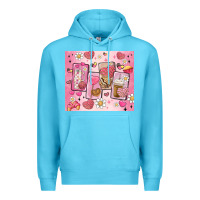 Ocean Blue cafecito y chisme valentine's day Premium Hoodie - MaliasSmallBusiness