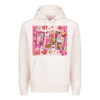 Pale Pink cafecito y chisme valentine's day Premium Hoodie - MaliasSmallBusiness
