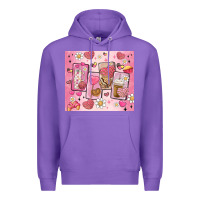 Purple cafecito y chisme valentine's day Premium Hoodie - MaliasSmallBusiness