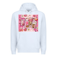 White cafecito y chisme valentine's day Premium Hoodie - MaliasSmallBusiness