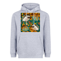 Heather Grey hedgehog and pumpkins seamless pattern Heavyweight Hoodie - BundleAndBundleShop