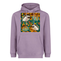 Lavender hedgehog and pumpkins seamless pattern Heavyweight Hoodie - BundleAndBundleShop