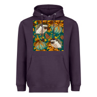Plum hedgehog and pumpkins seamless pattern Heavyweight Hoodie - BundleAndBundleShop