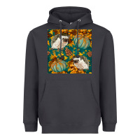 Smoke hedgehog and pumpkins seamless pattern Heavyweight Hoodie - BundleAndBundleShop