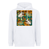 White hedgehog and pumpkins seamless pattern Heavyweight Hoodie - BundleAndBundleShop