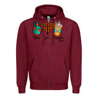 Burgundy Peace Love Pumpkin Spice Zipper Hoodie - CowhideDigitalArt