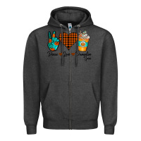 Charcoal Heather Peace Love Pumpkin Spice Zipper Hoodie - CowhideDigitalArt