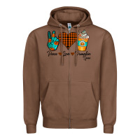 Chestnut Peace Love Pumpkin Spice Zipper Hoodie - CowhideDigitalArt
