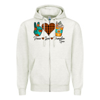 Oatmeal Heather Peace Love Pumpkin Spice Zipper Hoodie - CowhideDigitalArt