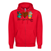 Red Peace Love Pumpkin Spice Zipper Hoodie - CowhideDigitalArt
