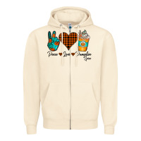 Sandshell Peace Love Pumpkin Spice Zipper Hoodie - CowhideDigitalArt