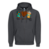 Smoke Peace Love Pumpkin Spice Zipper Hoodie - CowhideDigitalArt