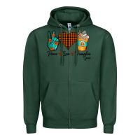 Sports Green Peace Love Pumpkin Spice Zipper Hoodie - CowhideDigitalArt