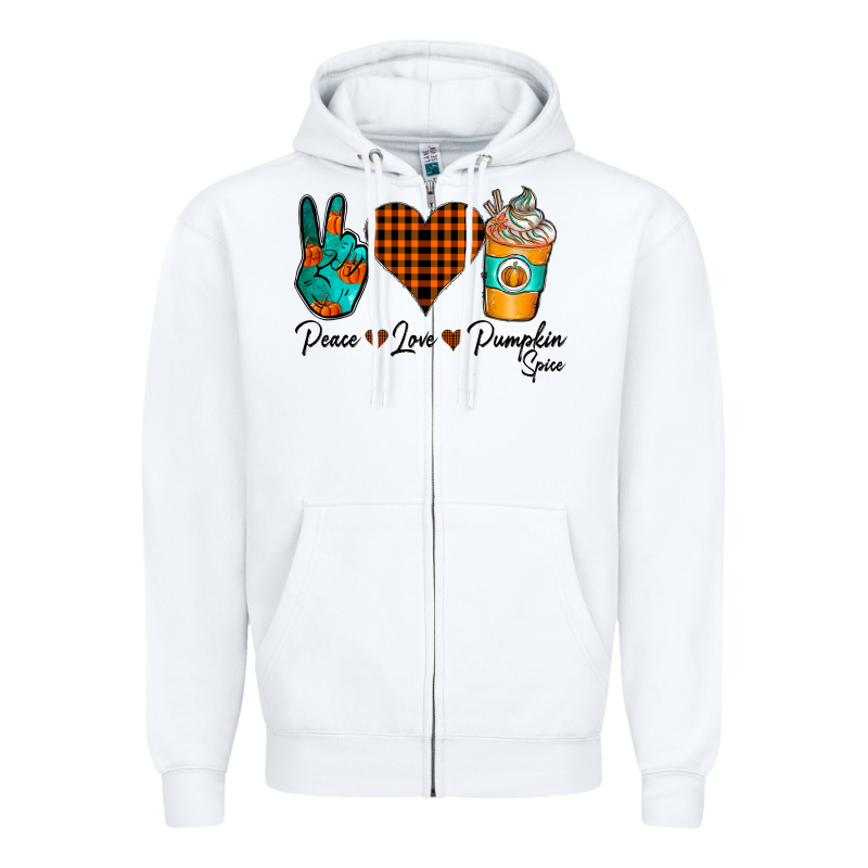 Peace Love Pumpkin Spice Zipper Hoodie by CowhideDigitalArt | Teevron